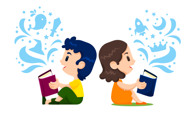 boy and girl reading math puzzle book